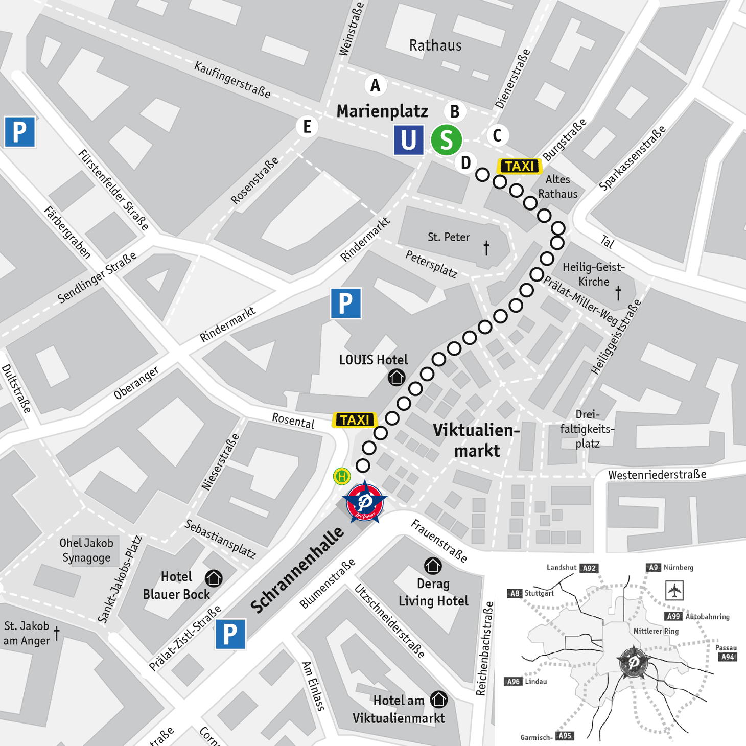 Figure: Street plan of downtown of munich - Der Pschorr